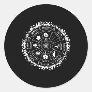 Adesivo Redondo Pagan Wheel Do Ano Witch Wicca Happy Ostara