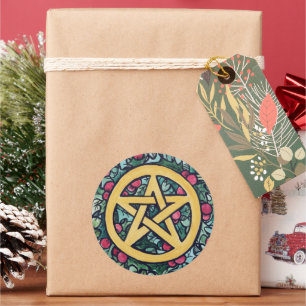 Adesivo Redondo Pagan Yule Pentagram