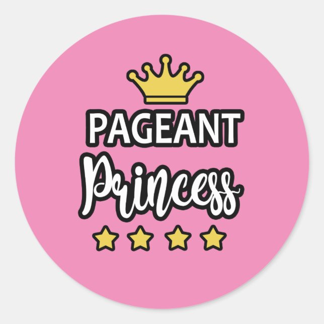 Adesivo Redondo Pageant Princess Stickers (Frente)