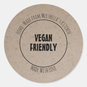 Adesivo Redondo Página inicial amigável do VEGAN personalizada