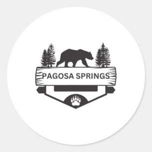 Adesivo Redondo Pagosa Primavera Colorado Willife Bear Hiking Camp