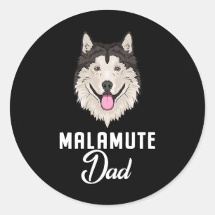 Adesivo Redondo Pai 3 de Cães do Alasca Malamute