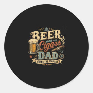 Adesivo Redondo Pai amante de cerveja charuto retro gráfico vintag