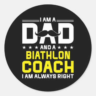 Adesivo Redondo Pai Biathlon Coach Sempre Engraçado Biathlon Coa