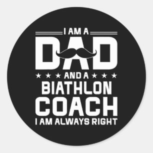 Adesivo Redondo Pai Biathlon Coach Sempre Engraçado Biathlon Coa