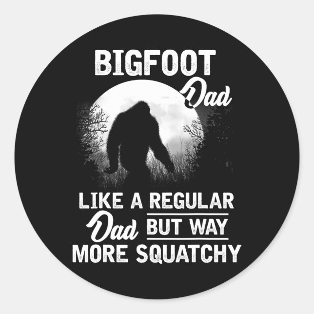 Adesivo Redondo Pai Bigfoot Funny Sasquatch Bigfoot Dia de os pais (Frente)