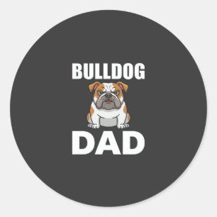 Adesivo Redondo Pai Bulldog Cartoon Amante de Cachorro