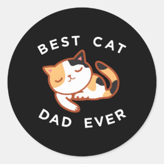 Adesivo Redondo Pai Calico Cat Melhor Gatinho Padre Nunca