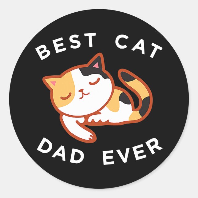 Adesivo Redondo Pai Calico Cat Melhor Gatinho Padre Nunca Deu (Frente)