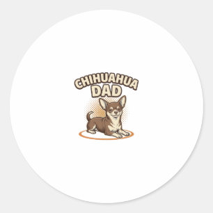 Adesivo Redondo Pai Chihuahua Gravura Vintage Design Amante de Cac