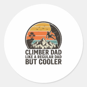 Adesivo Redondo Pai Climber Vintage Pôr do Sol Camiseta Divertida 
