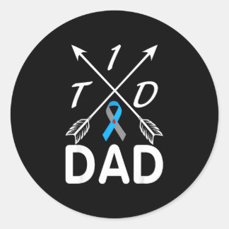 Adesivo Redondo Pai com DTD pai diabetes tipo 1 fita azul cinza