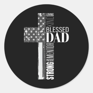 Adesivo Redondo Pai Cristão Abençoado Bandeira Americana Fath Reli