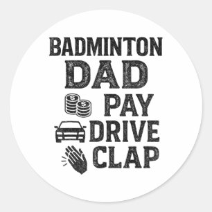 Adesivo Redondo Pai de Badminton Paga Conduzir Bate Palmas Pai Eng