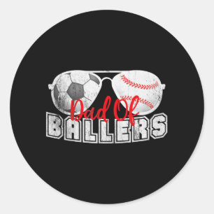Adesivo Redondo Pai de Ballers Dia de os pais de bola de beisebol
