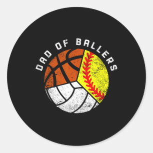 Adesivo Redondo Pai De Ballers Diversão De Voleibol De Softball