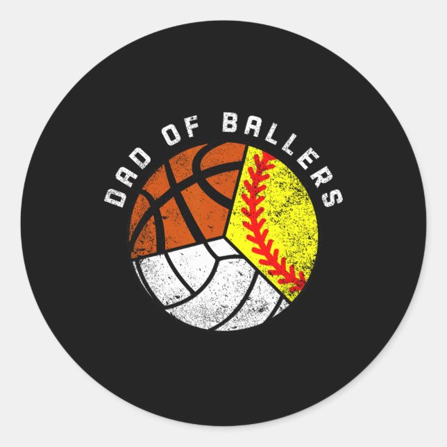 Adesivo Redondo Pai De Ballers Diversão De Voleibol De Softball (Frente)