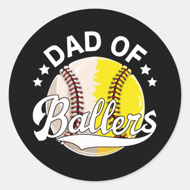 Adesivo Redondo Pai De Ballers Pai De Baseball E Softball (Frente)