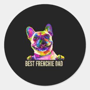 Adesivo Redondo Pai de Cachorro Francês do Pai de Arte