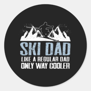 Adesivo Redondo Pai de Esqui Engraçado Skier Adventure Skiover Cot
