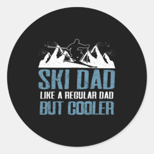 Adesivo Redondo Pai de Esqui Engraçado Skier Adventure Skiover Cot