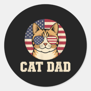 Adesivo Redondo Pai de Gato Bandeira Americana Felino Patriótico D