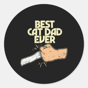 Adesivo Redondo Pai De Gato De Gatinho Engraçado Pet Ouro Pai Home