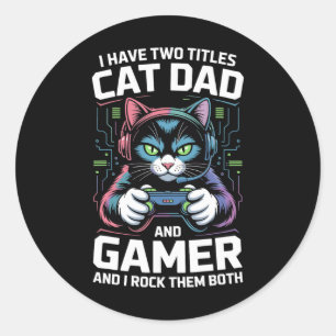 Adesivo Redondo Pai de Gato Gamer Divertido Pai de Jogos Eu Tenho 