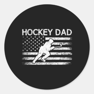 Adesivo Redondo Pai de Hockey com Mens Dia de os pais Vintage Verã