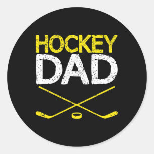 Adesivo Redondo Pai de Hockey com Mens Dia de os pais Vintage Verã