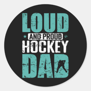 Adesivo Redondo Pai de Hockey Orgulhoso e Barulhento Pai Esportes