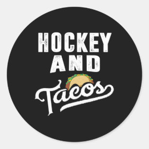 Adesivo Redondo Pai de Hóquei e Tacos Jovens Jogador de Gelo Taco