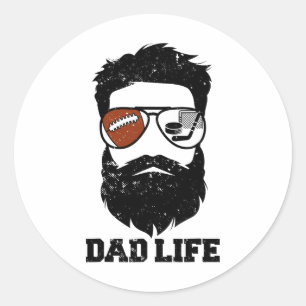 Adesivo Redondo Pai de hóquei no gelo cabelos desalinhados barba P