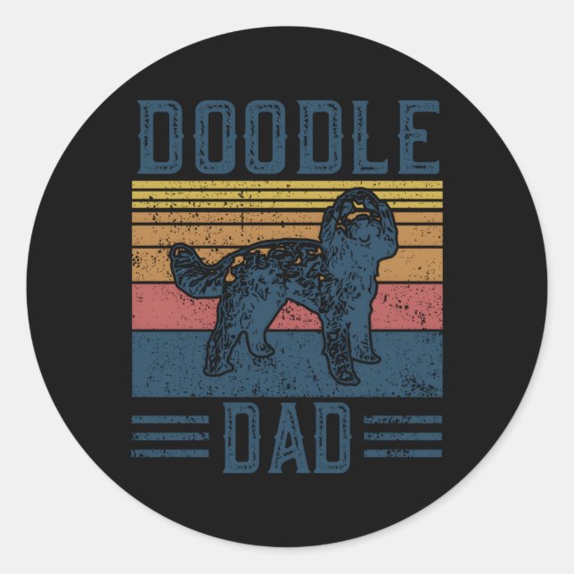 Adesivo Redondo Pai de rabo Aussie Doodle Goldendoodle (Frente)