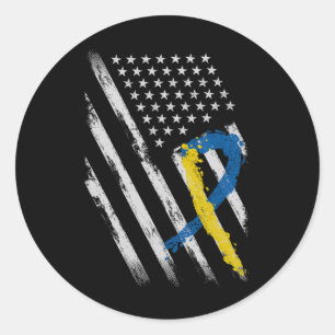 Adesivo Redondo Pai de Sensibilização para a Síndrome de Bandeira 