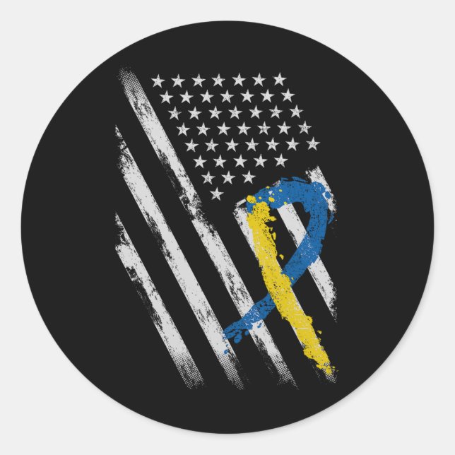 Adesivo Redondo Pai de Sensibilização para a Síndrome de Bandeira  (Frente)