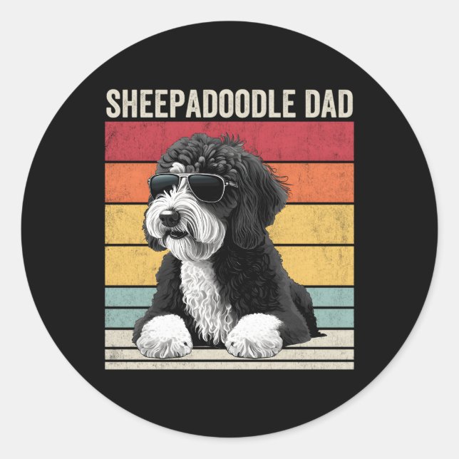 Adesivo Redondo Pai de Sheepadoodle (Frente)