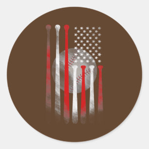 Adesivo Redondo Pai de Sinalizador Americano Vintage Baseball Flag