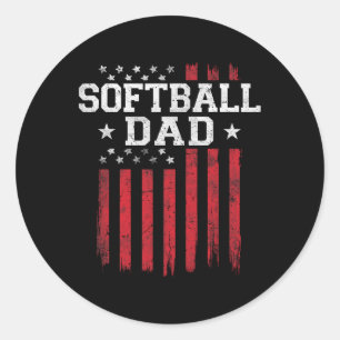 Adesivo Redondo Pai de Softball Ortopudo Bandeira Americana Patrio