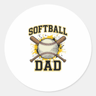 Adesivo Redondo Pai de Softball Vintage Varsity Design de Tacos Cr