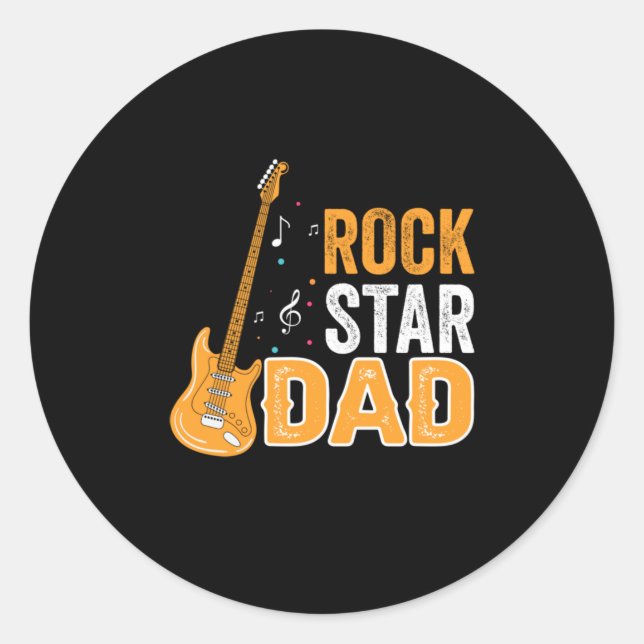 Adesivo Redondo Pai Dia de os pais Rock Star (Frente)