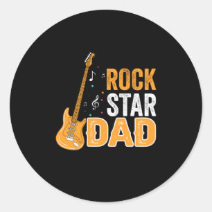 Adesivo Redondo Pai Dia de os pais Rock Star