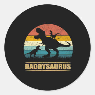 Adesivo Redondo Pai Dinossaur Daddysaurus 2 Duas Crianças Engraçad