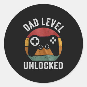Adesivo Redondo Pai Divertido Novo Pai Nível Desbloqueado Dia Jogo