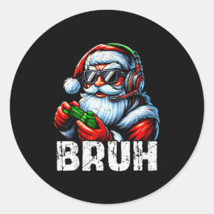 Adesivo Redondo Pai Divertido Papai Noel Jogos Gamer Pijama Natal