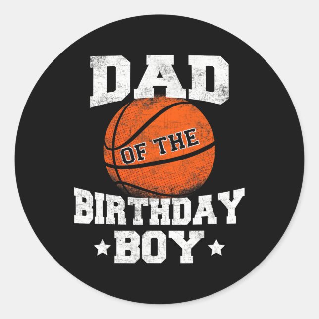 Adesivo Redondo Pai Do Aniversário De Basquete Padre Pai Fu (Frente)
