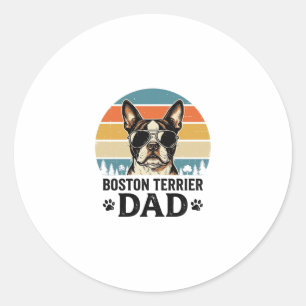Adesivo Redondo Pai do Boston Terrier Design Vintage Amante de Cãe