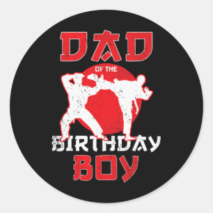 Adesivo Redondo Pai Do Caratê De Aniversário, O Garoto Taekwondo M