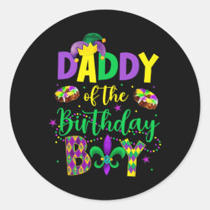 Adesivo Redondo Pai Do Garoto De Aniversário Mardi Gras Pai P