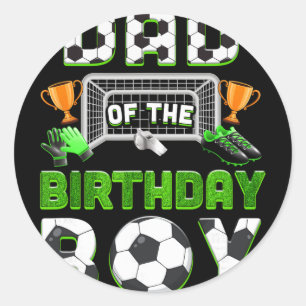 Adesivo Redondo Pai do menino do aniversário Família de futebol Co
